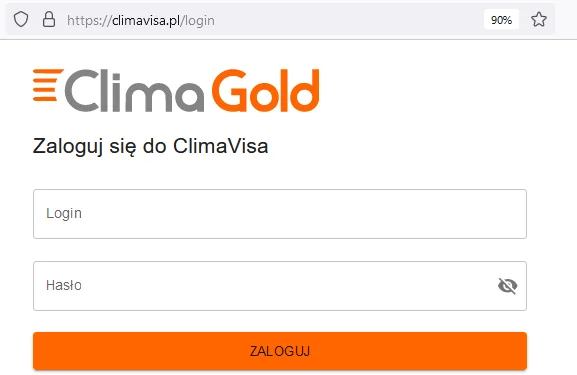 Сторінка входу ClimaVisa з полями логіна й пароля